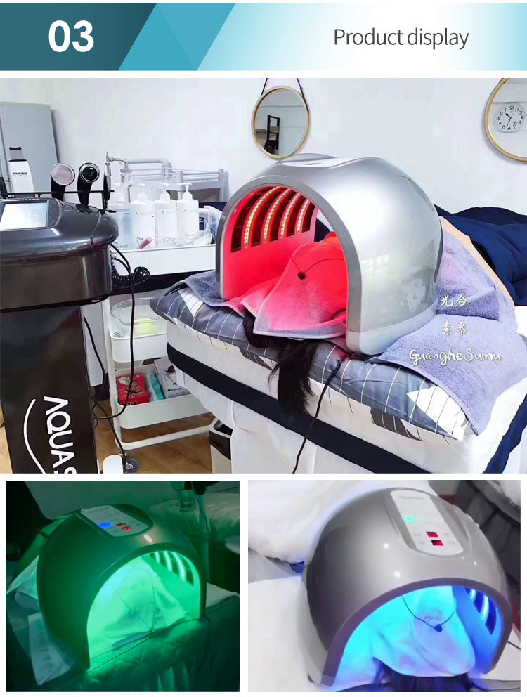 لوح العناية بالضوء LED للوجه SQ3 بأربعة ألوان وتسخين بالأشعة تحت الحمراء البعيدة