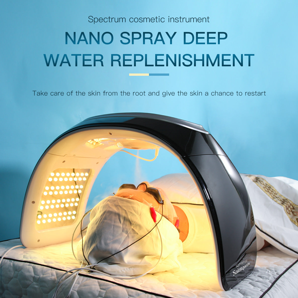 جهاز العناية بالضوء LED SQ77 مع رذاذ دقيق وتسخين وتقنية EMS