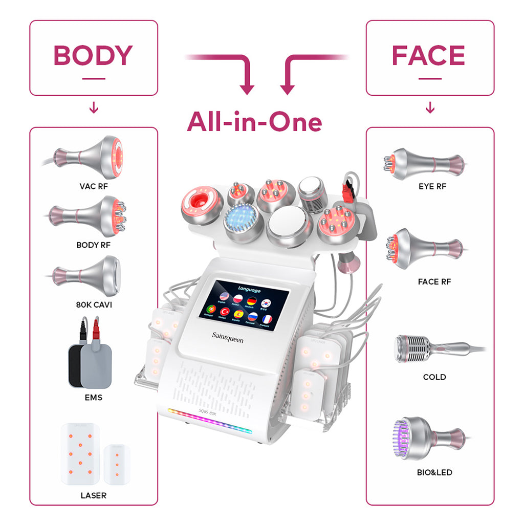 جهاز التجويف وألواح الليزر وEMS SQ85D Plus، 9 في 1