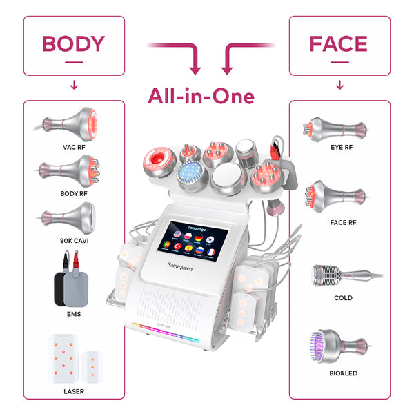 جهاز التجويف وألواح الليزر وEMS SQ85D Plus، 9 في 1
