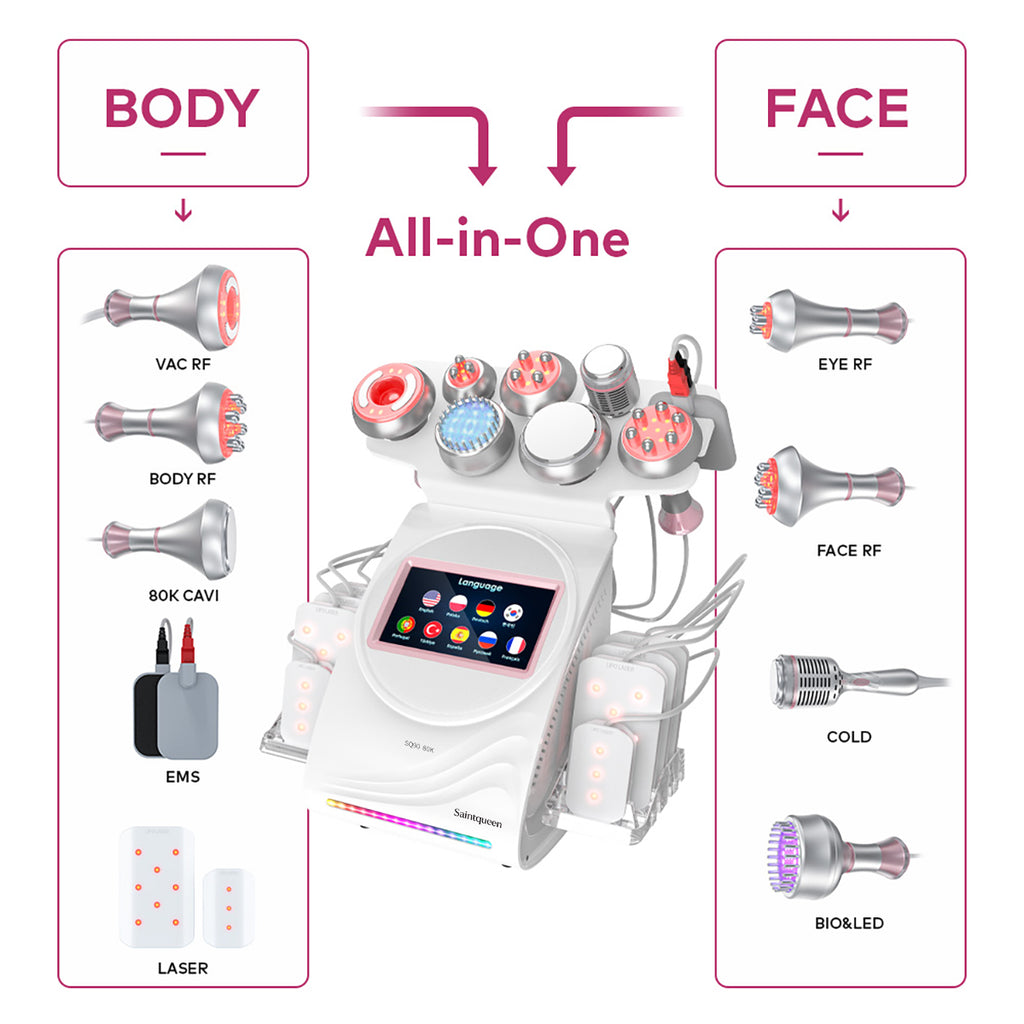 جهاز التجويف وألواح الليزر وEMS SQ90D Plus، 9 في 1