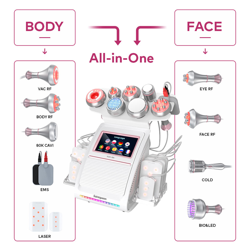 جهاز التجويف وألواح الليزر وEMS SQ92D Plus، 9 في 1