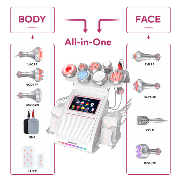 جهاز التجويف وألواح الليزر وEMS SQ92D Plus، 9 في 1